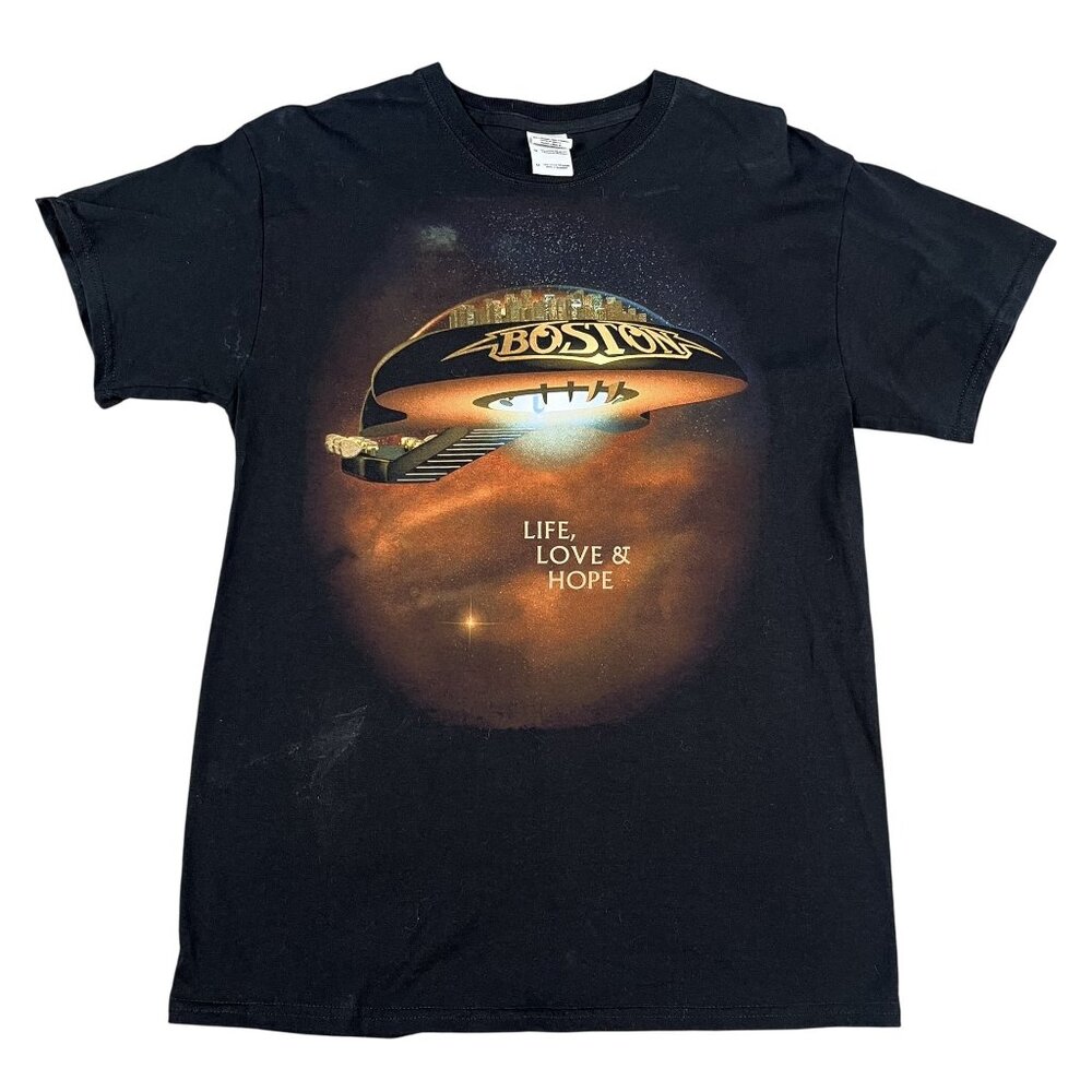 Boston 2014 Life Love & Hope Black Band T-Shirt Sz Medium